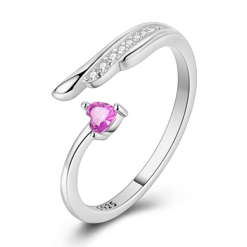 925 Silver Rings Sparking Purple White Pink Blue Zircon LOVE Wedding Ring Women Engagement Jewelry Anniversary Gifts