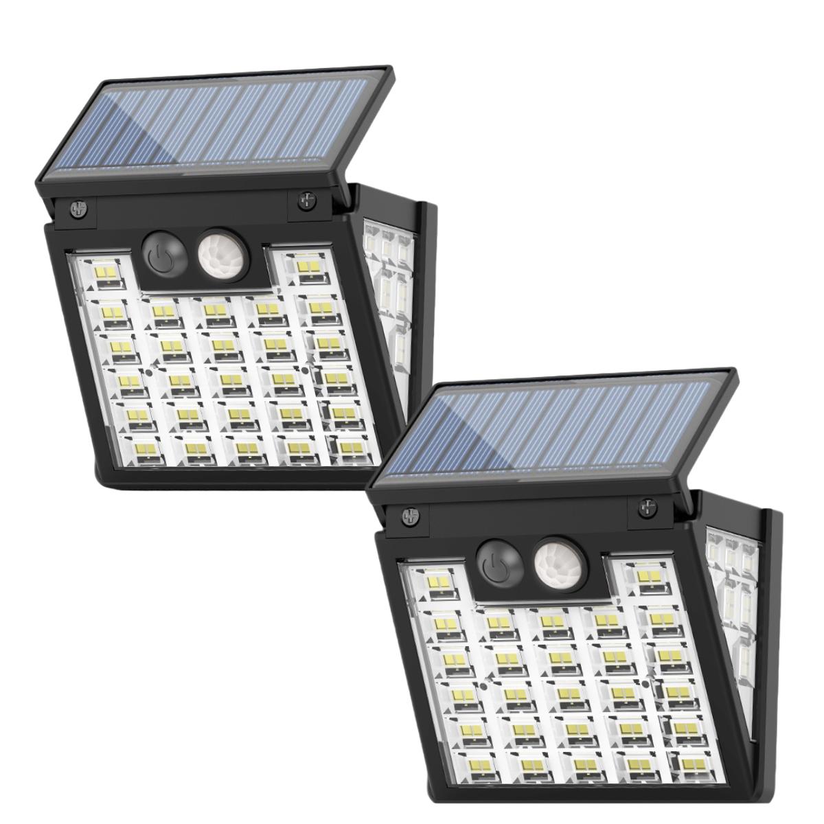 

2PCS 72LED Solar Lights with PIR Motion Sensor Waterproof 3 Modes Outdoor Solar Wall Lamp for Patio Garden Security Street Lamp 72 LED