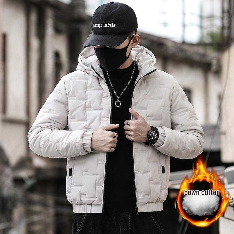 

Men s Winter Korean Style Slim Hooded Cotton Jacket - Trendy Blue Casual Coat L армія зелений колір