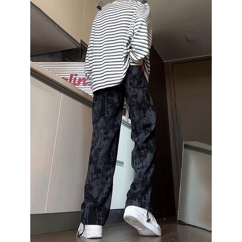 

Свободные повседневные брюки мужские тонкие универсальные брюки с простыми широкими штанинами до пола 4XL