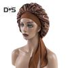 Sleeping Hat Solid Color Stretchy Ribbon Decoration Satin Fabric Round Hat Fine Texture Daily Wear Sleep Bathroom Headwear