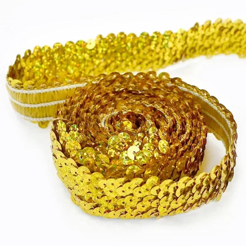 2/5/10Meters Meetee 30mm Sequin Lace Ribbon Stretch Fabric Laces Trim for Clothes Elastic Band DIY Sewing Decoration Accessories