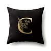 Polyester Pillowcase Car Decoration Black Gold Flower Pillowcase 26 English Letters Home Cushion Cover