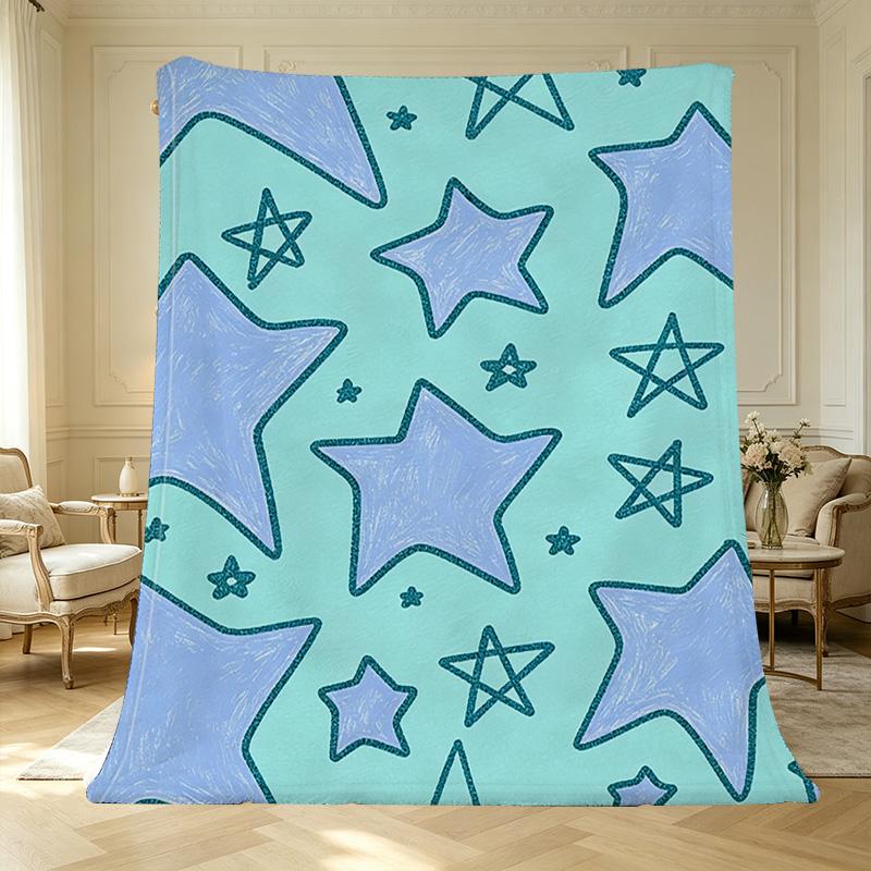 Star Pattern Flannel Throw Blanket No Shedding, Soft Cozy Warm for Home, Halloween & Christmas Decor, Ideal for Binge-Watching