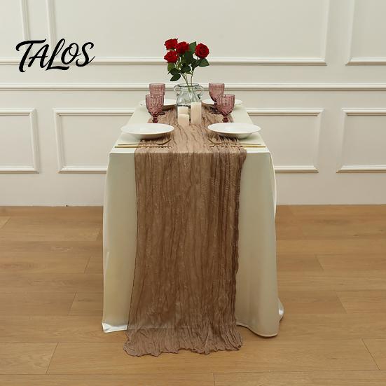 Everyday Use Tablecloth Cheesecloth Table Runner, Boho Rustic Farmhouse Gauze Long Sheer Themed Party Runner Fabric for Wedding Tea Baby Shower