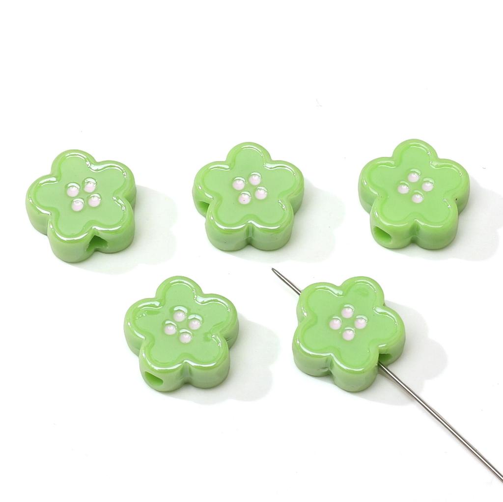 Acrylic Dopamine Oil Droplets Flower Button Beads for DIY Jewelry 1 Set