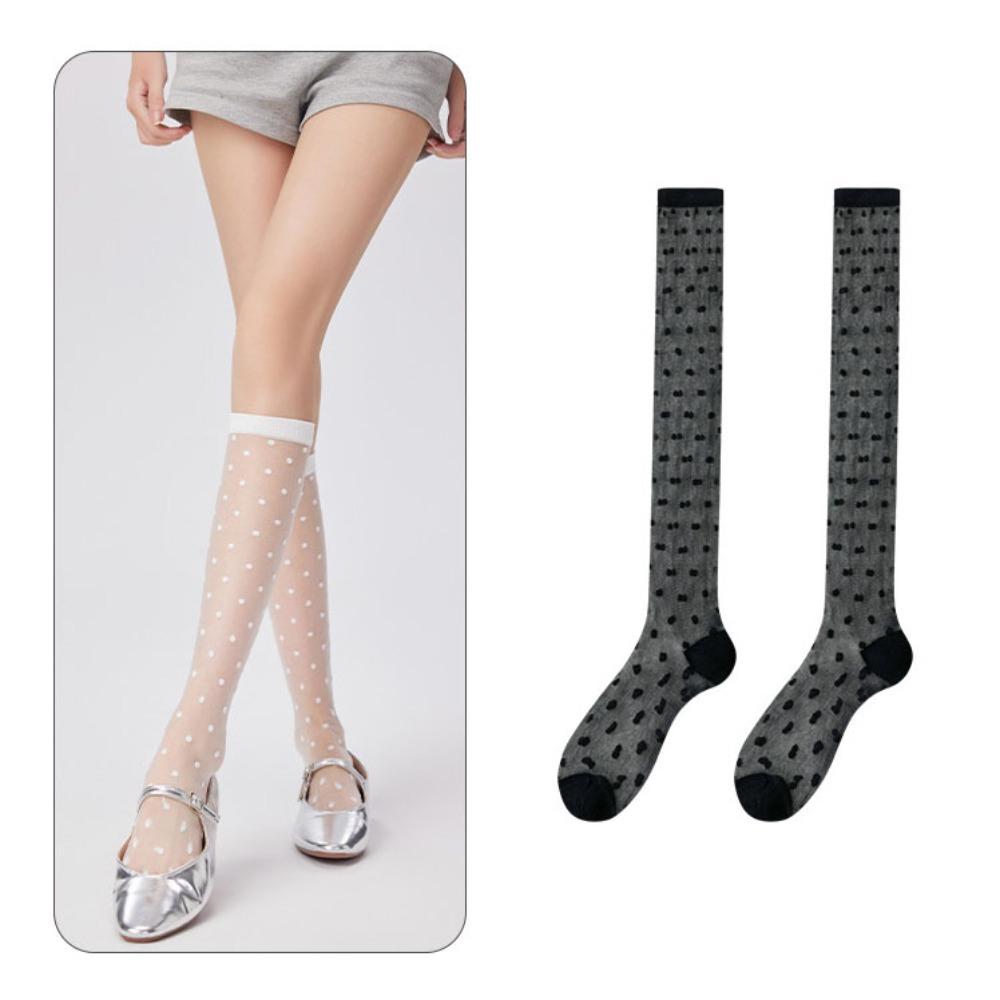 Fashion Ultra-thin Women Stockings Transparent Crystal Silk Long Socks Nylon Material Elastic Japanese Fashion Socks Sweet Girls One Size чёрный