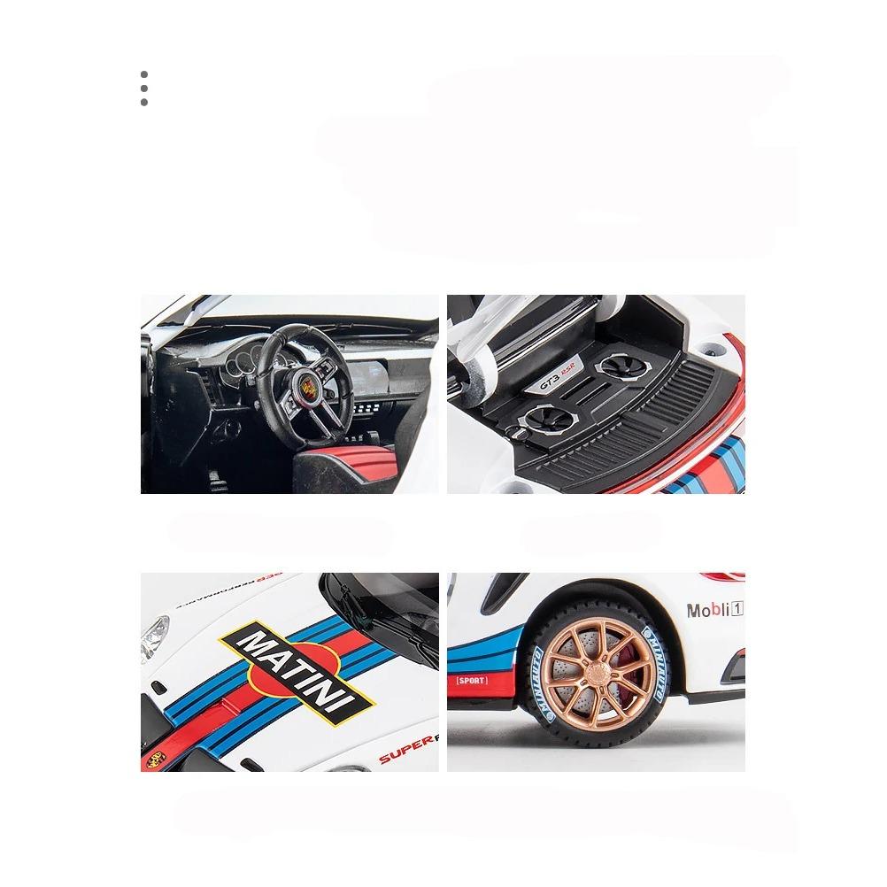 1/24 Porsche 911 GT3 RSR литые игрушечные машинки из металла модель автомобиля звук свет — фото 7
