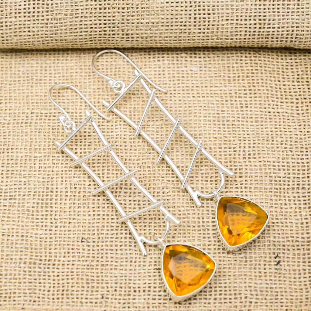 Citrine Earrings, 925 Solid Sterling Silver Gemstone Jewelry, Handmade Earrings, For Thanksgiving