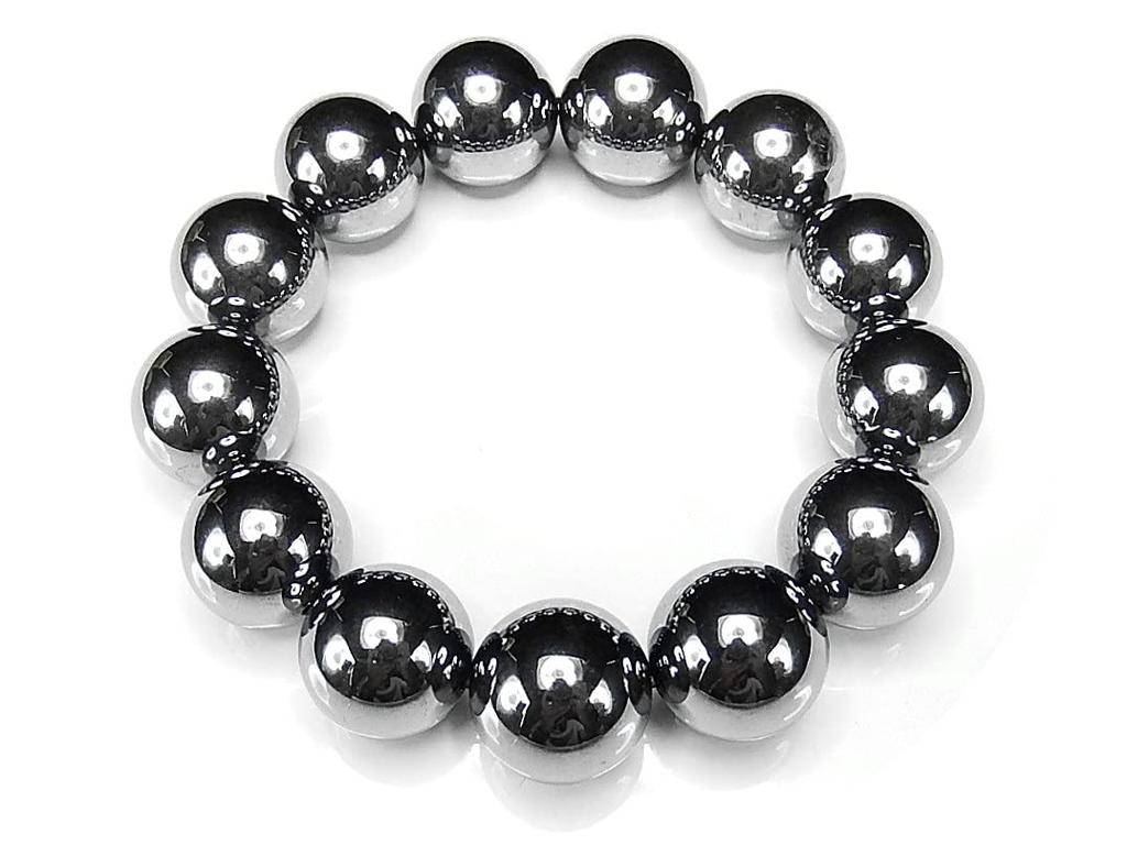 [Sekimachi] AAA High-Purity Terahertz Stone 18mm Bracelet, Extra Large Beads, Impressive Men's Prayer Beads