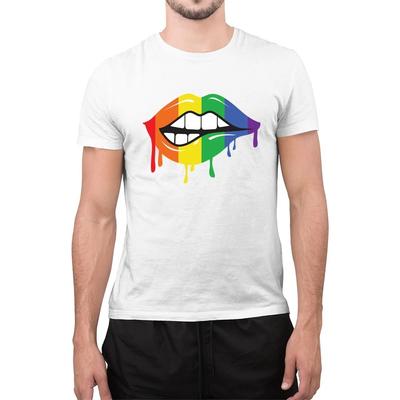 Rainbow Lip Pride T-Shirt LGBTQ Ally Rainbow Flag Gay Pride LGBT Unisex Tee