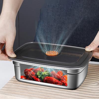 Lunchlåda i 304 rostfritt stål med lock Förseglad läckagesäker bentolåda Förvaringslåda för kyl och frys Utomhuscamping Lunchlåda