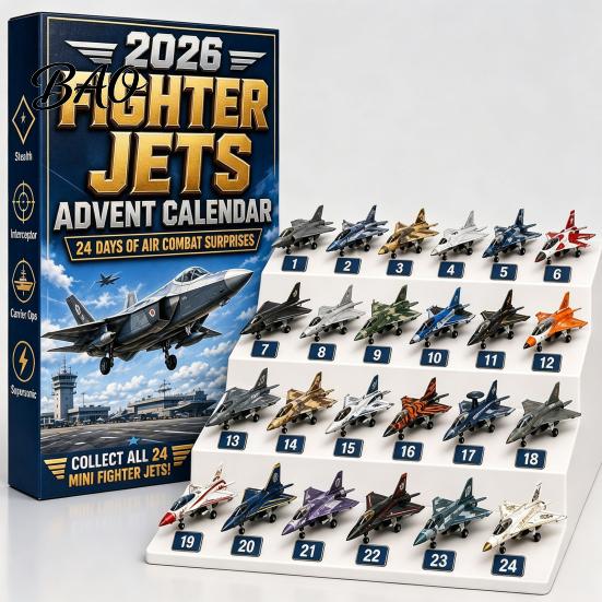 Aviation Themed Decor Aircraft Advent Calendars 2026, Airplane Toy Countdown Calendar, 24 Days Christmas Holiday Calendar with Models, 2D Acrylic