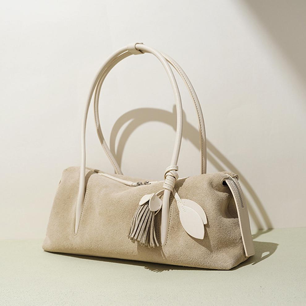 2026 New Women Suede Shoulder Bag, Minimalist Vintage Hobo Underarm Purse, Genuine Leather Casual Commuter Office Crossbody Bag