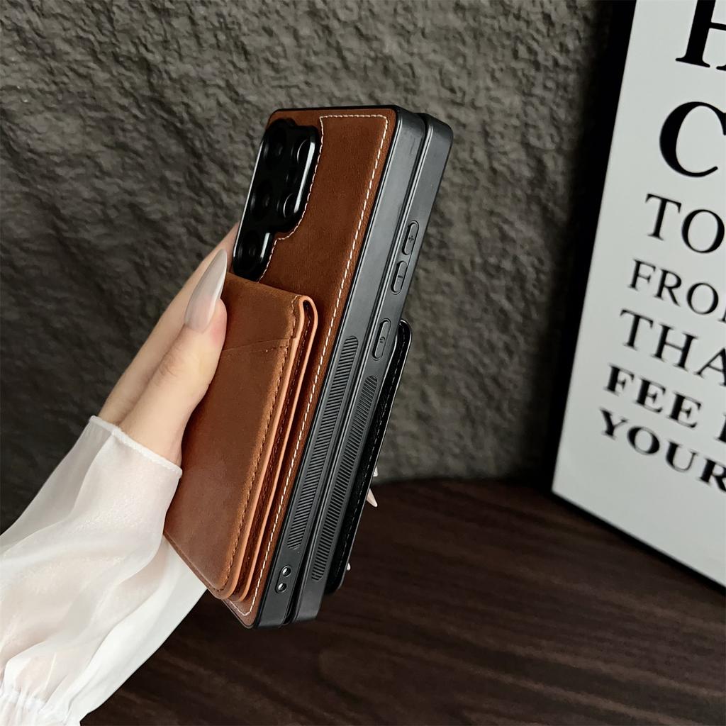 For Samsung Galaxy S25 Ultra Case Detachable Card Holder Kickstand Leather Back Phone Cover Magnetic Case