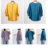 short round for loose fit [zuevichn] Women's T-shirt, sleeve, button-down shirt, top, neck, cut-and-sew, thin, breathable, commuting, (purple, XL)