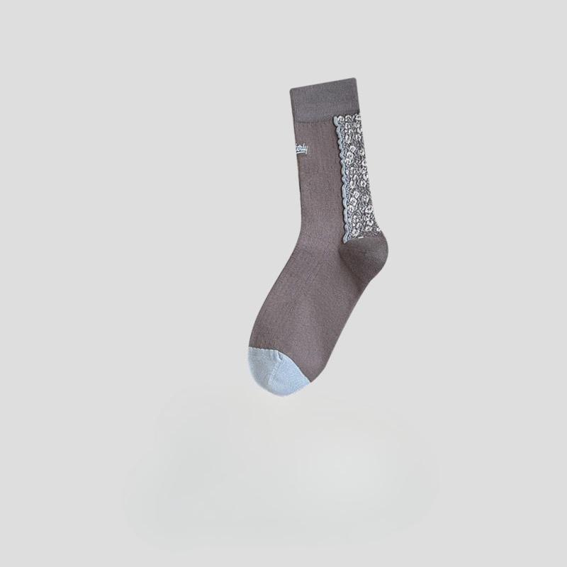 Women's Autumn and Winter Retro Checkered Piled-up Socks, Cotton Socks, Mid-calf Socks, Single-shoe Women's Socks