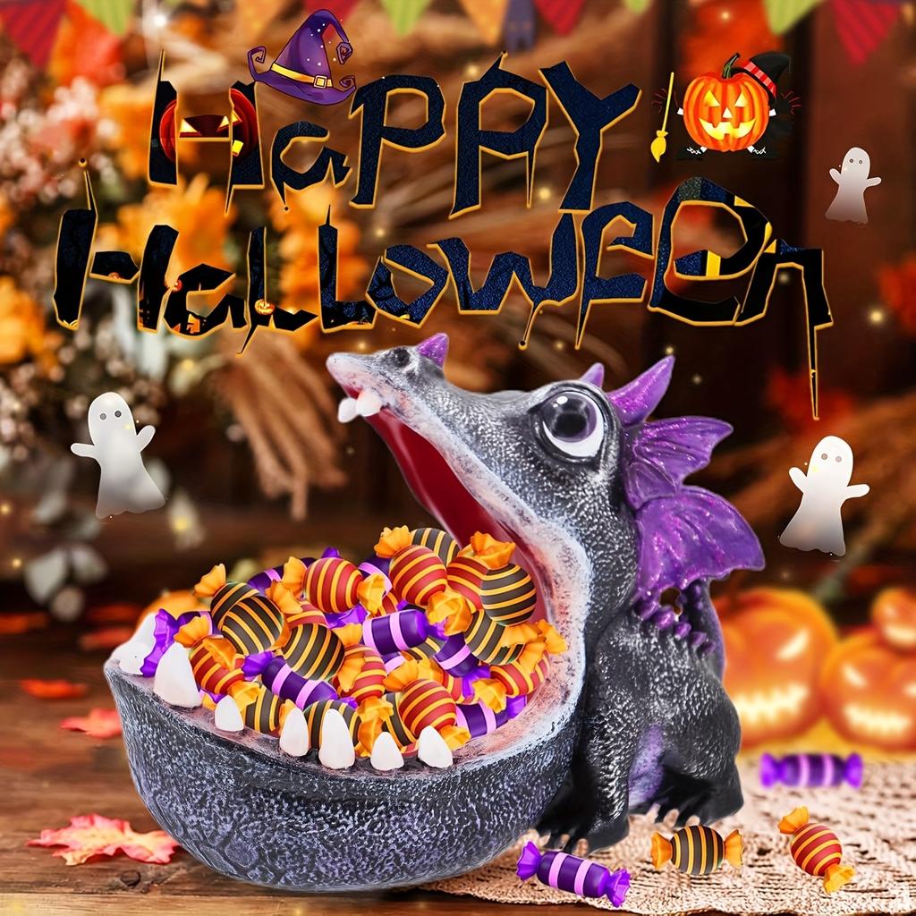 Dinosaur Candy Dish Resin Statue for Home & Office Decor, Perfect for Christmas ,Halloween, Versatile Indoor/Outdoor Use
