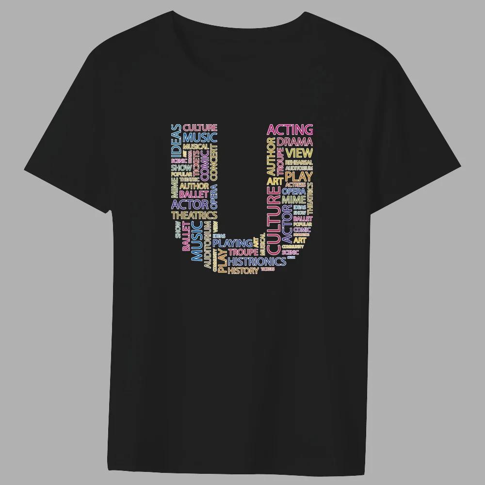 Men's Classic T-shirt Casual O-neck Text Lettern Printing Pattern Series Commuter All-match Breathable Black Shirt