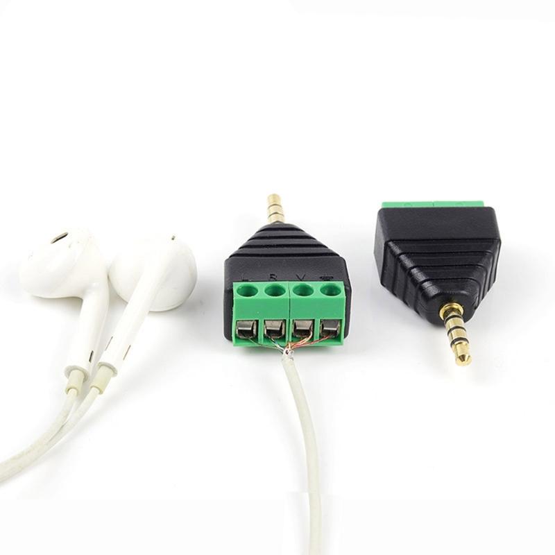 3.5mm Male/Female Terminal Block Connector 3.5mm 4 Pin Stereo Plug Headphone Bolt Screw Solderless Terminal Adapter
