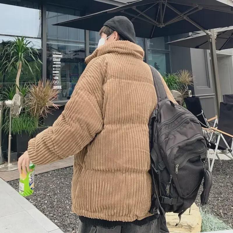 Hong Kong Style Men's 2024 Autumn/Winter Trendy Thick Cotton Jacket