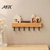 Entryway Organization Hooks Wooden Key Holder, Solid Wood Organizer with 6 Hooks, Modern Decor Wall Mounted Hanger for Kitchen And Office Coat Rack