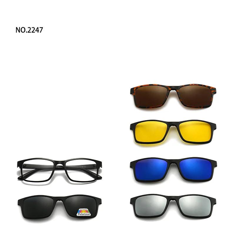 6 In 1 Magnetic Clip Sunglasses prescription Spectacles Men Women Polaroid Night Vision Lenses Glasses
