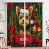 2pcs,2D Plane Printing Curtain Fabric Santa Dog Versatile 100% Polyester (without Rod) Room Decor Ldeal for Bedroom and Various