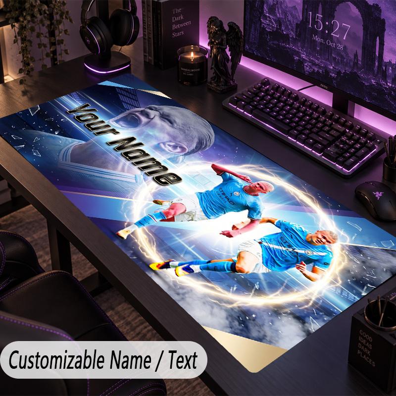 Large Mouse PadErling Haaland Custom Name Text Personalized Desk Mat Non Slip Gaming Pad