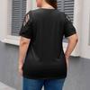 Plus Size Women's Fashion Casual Loose Elegant Off-shoulder Hollow-out Short-sleeve T-shirt Top