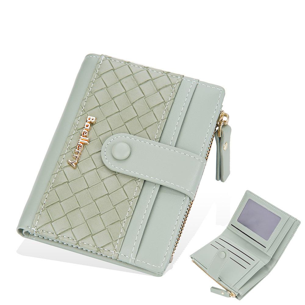Pu Leather Womens Wallet With Woven Pattern And Zipper Closure For Daily Use