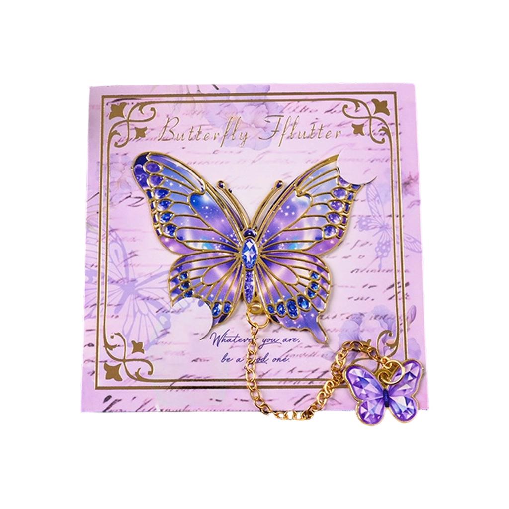 Elegant Butterfly Shape Metal Bookmarks with Chain Pendant Books Page Marker Reading Aid for Book Lover Readers Writers