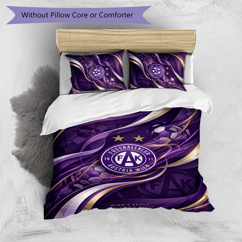Austria Wien FC Printed 3PCS Bedding Set Breathable Duvet Cover with Pillowcases Decorative Bed Linen for Bedroom Home