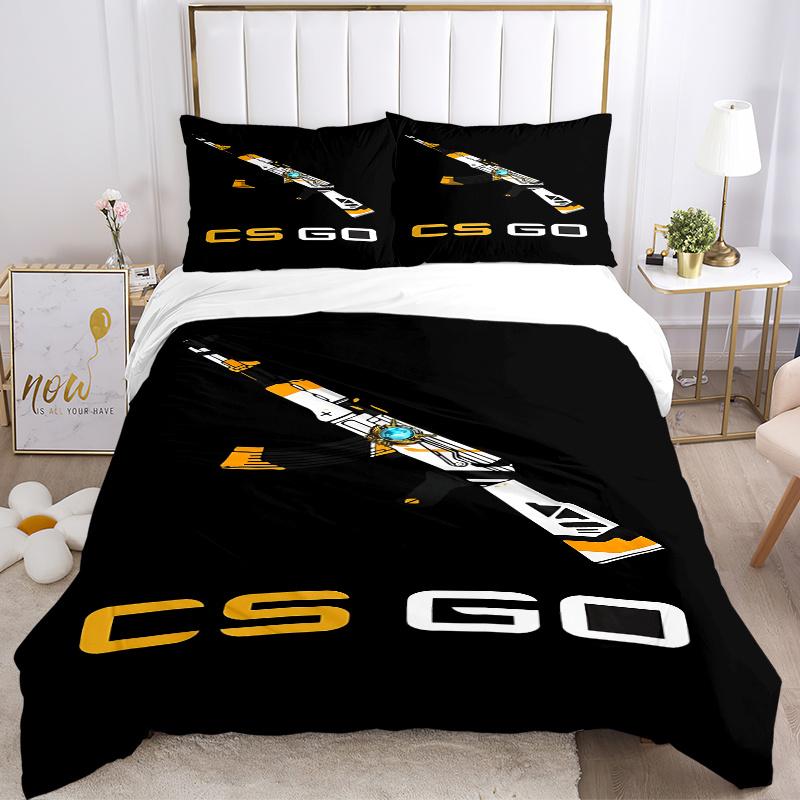 3pcs CS GO Themed Gaming Bedding Set-Perfect for Gamers, Decorative Bedroom Accessories, Festival Gifts, Travel Essentials, Daily Use1202123