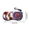 2D-Boho Floral Pattern Zipper Sunglasses Case, Decorative Mandala Print Eyewear Protective Holder, Portable Travel Spectacle Box Organizer Gift