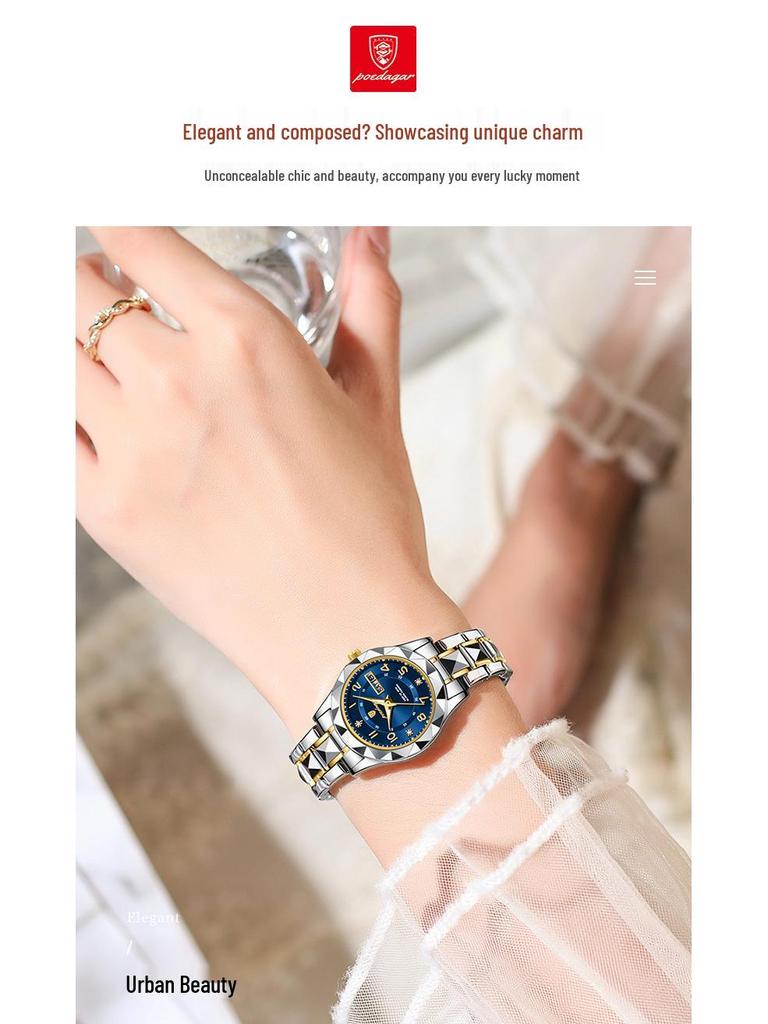 Orologio da Donna Svizzero Impermeabile Luminoso Doppio Calendario al Quarzo - Best Seller