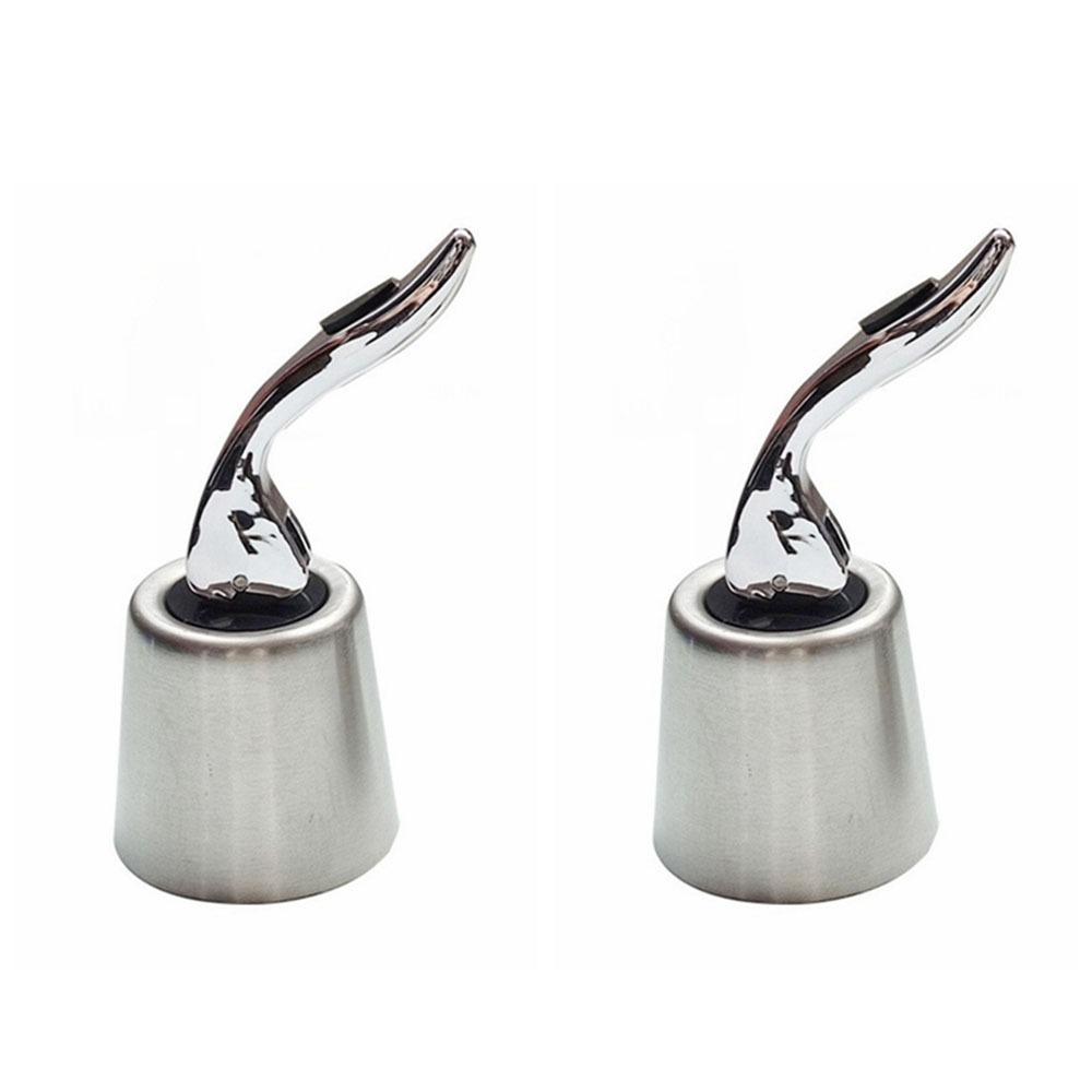 2pcs Creative Wine Saver Bottle Stopper Portable Vacuum Sealer Bottle Plug  for Wine Lovers