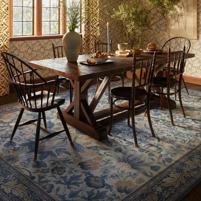 Living Room Carpet Large Size Bedroom Bedside Floor Mat Machine Washable Carpets Spring Flowers Birds Retro Home Decoration Rug