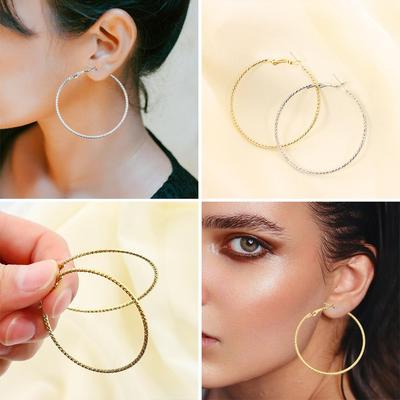 Fashion Zircon Big Circle Elegant Gorgeous Crystal Round Hoop Earrings Round Shape Drop Dangle Stud