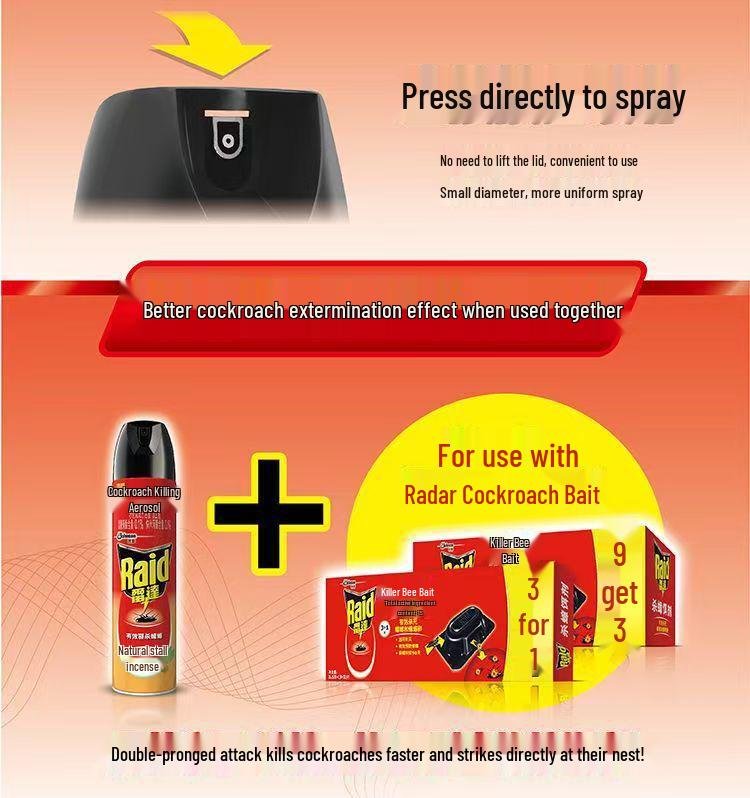 New Radar Insecticide Aerosol 600ml - Natural Citrus Scent for Easy and Effective Cockroach Elimination at Home and Professional Use.