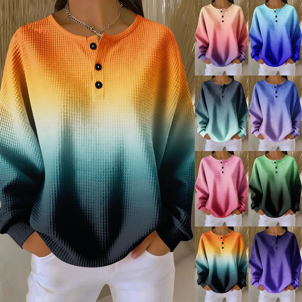 Women's Casual Shirts Long Sleeve Tops Button Up V Neck Loose Knit Fall Favorites For Women