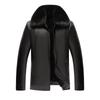 Herren Lederjacke mit Pelzkragen - Warm, Verdicktes PU für mittlere und ältere Jahre