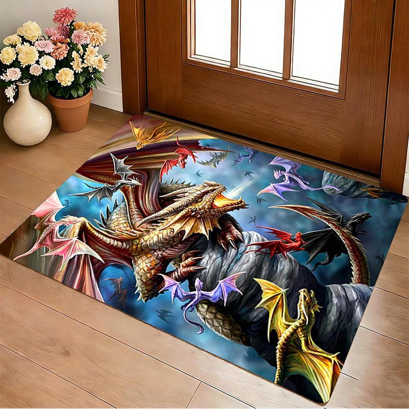 Dragon Fantasy Living Room Nonslip Area Rug Soft Carpet For Bedroom Game Playroom Sofa Office Home Decor Doormat Christmas Gift