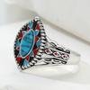 Bohemian Style Horse Eye Shaped Synthetic Turquoise Ring for Women Fashion Elegant Festival Vacation Jewelry Accessories Crafts