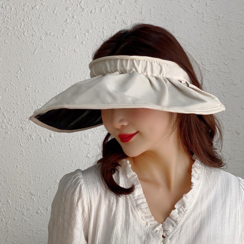 Sunscreen vinyl shell hat women's UV protection sun hat summer empty top face small sun hat beach hat
