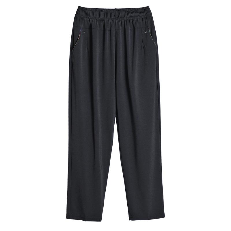 5XL 6XL 7XL 8XL Women Summer Pants Elastic High Waist Casual Ninth Pants Middle-aged Elderly Female Straight Mom Pants Plus Size