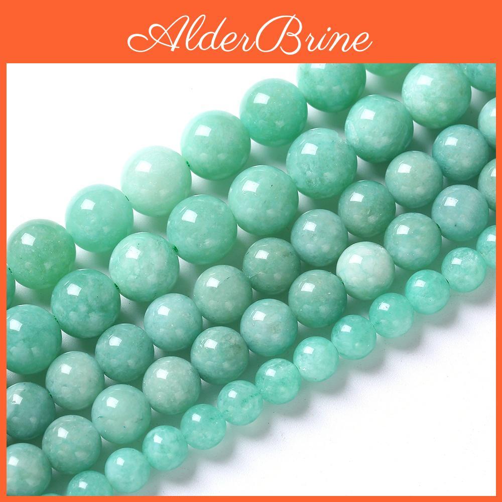 Jade Chalcedony Green Burmese Natural Stone 15" Smooth Loose Spacer Beads 4681012mm For Jewelry Making Diy Bracelets Charms Accessories