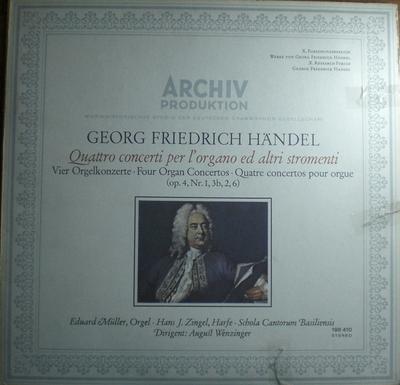 LP Record EDUARD MULLER HANS J. ZINGEL SCHO  Handel Quattro Concerti Per Lorga 198410 ARCHIV 1967 Germany Obi Classical Used