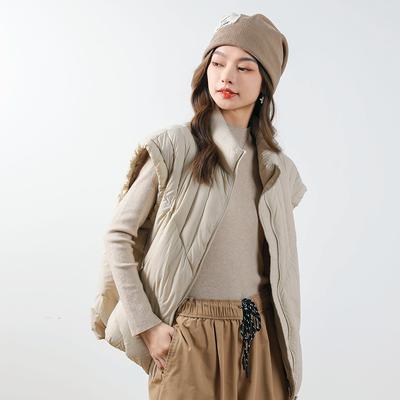 Women's 90 White Duck Down Collar Simple Fashion Thin Short Section Autumn and Winter Down Waistcoat