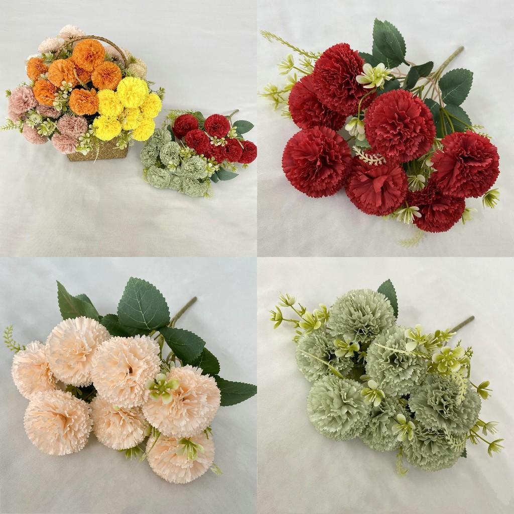 Silk Fabric 7branch Fulu Carnation Artificial Flower Arrangement For Home Wedding Decor And Events